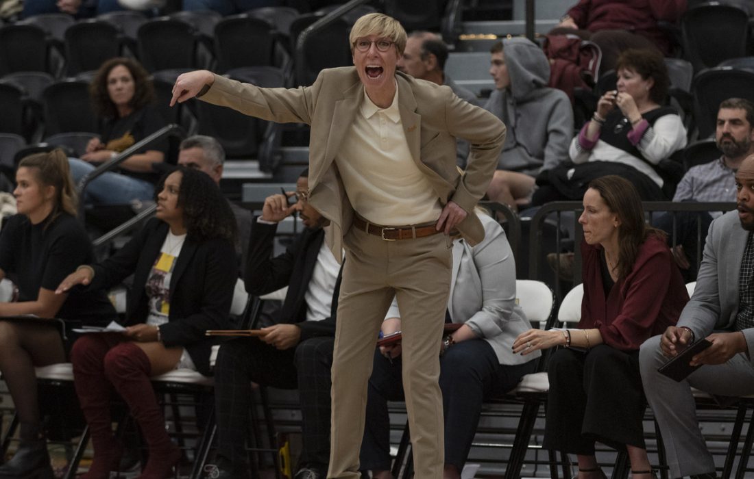 Women's basketball head coach Allison Guth said she's figuring out the new identity of the team (Aidan Cahill | The Phoenix)
