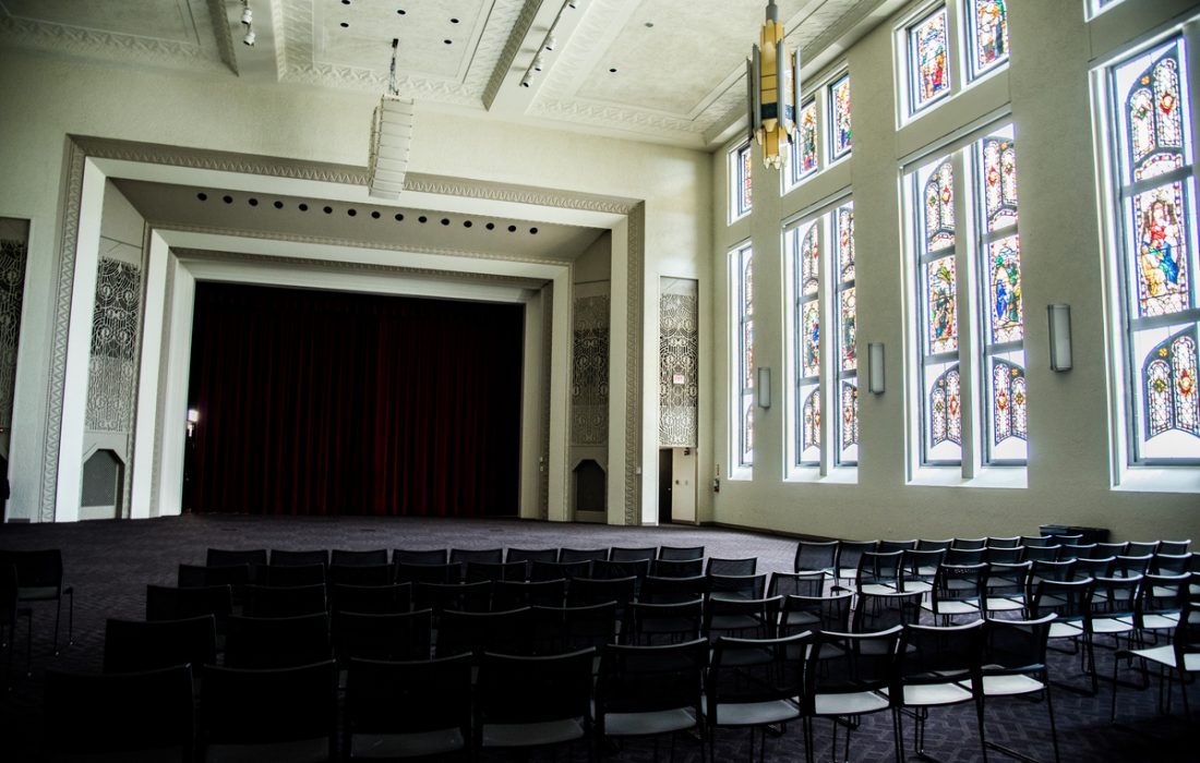 Mullady Theatre below Mertz Hall is one of the campus locations which recieved renovations over summer. (Daphne Kraushaar│The Phoenix)