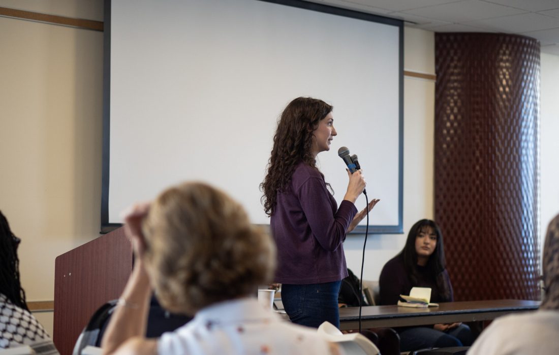 The event was held in person at the Institute of Cultural Affairs and online via Zoom. (David Bolotin / The Phoenix)
