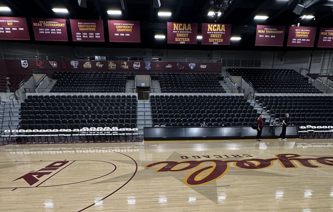 A behind-the-scenes look at a quiet Gentile Arena, where writer Amara Bullard works as a student manager. (Amara Bullard | The Phoenix)