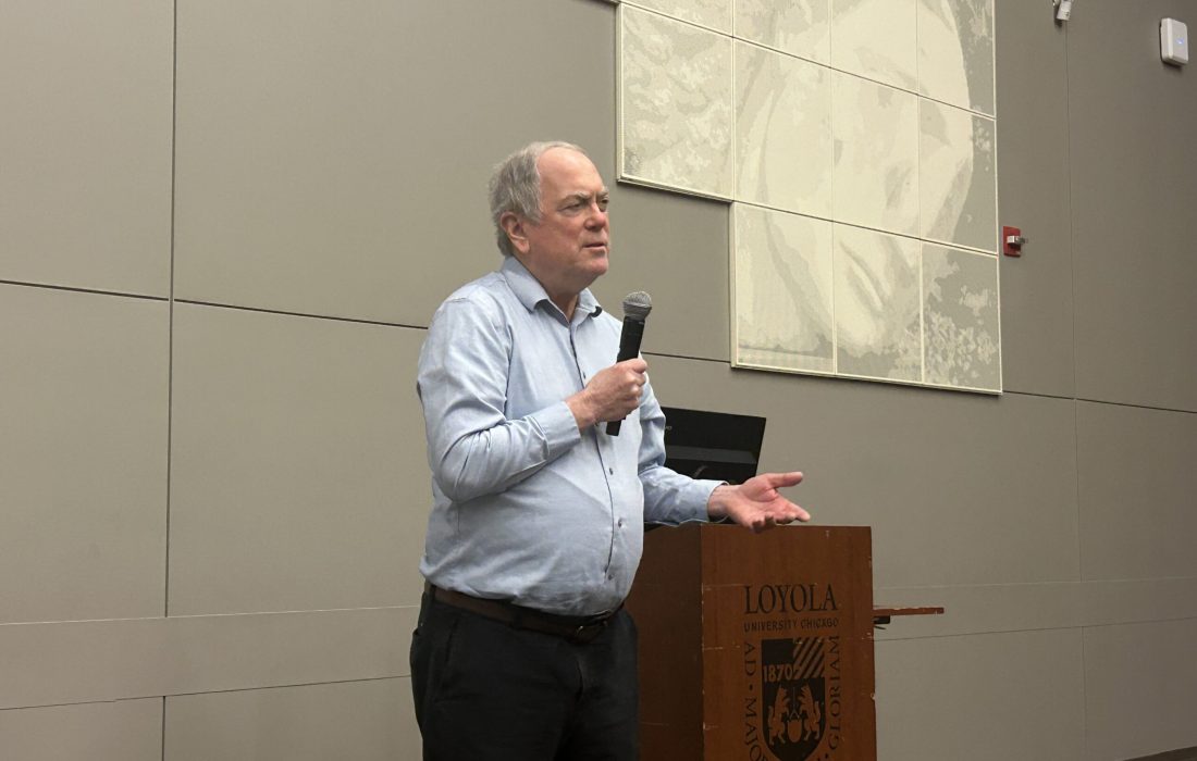 Director of the Peace, Justice and Conflict Studies Program and Associate Professor of Theology Bill French, Ph.D. spoke at the Dinner for Peace. (Abby Nyce / The Phoenix)