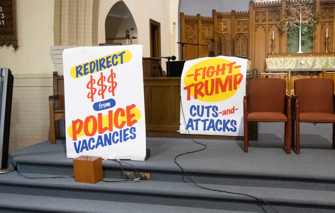 Community members gathered at a North Side town hall to voice concerns and demand action. (Presley Berry | The Phoenix)