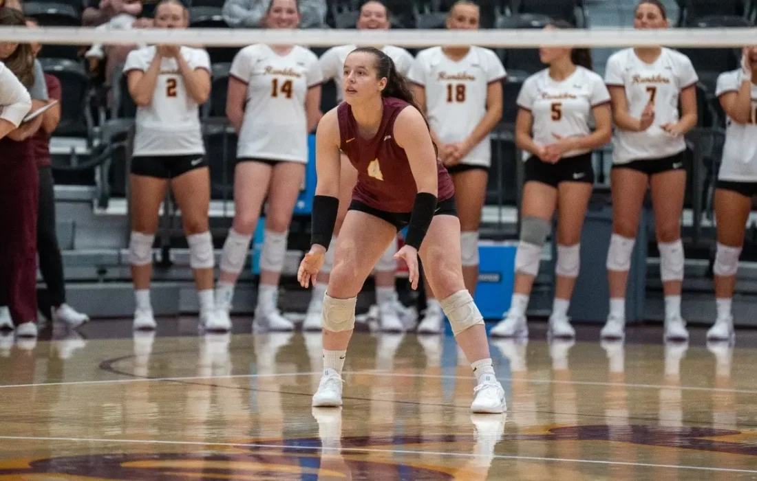 Third-year libero Sam Falk on the court. (Courtesy of Loyola Athletics)