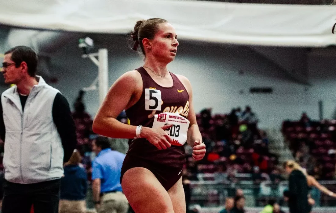 Seebon prepares for a race. (Courtesy of Loyola Athletics)