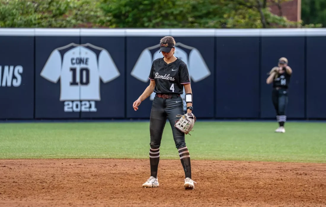 Second-year utility Alli Pawlowicz readies defensively. (Courtesy of Loyola Athletics)